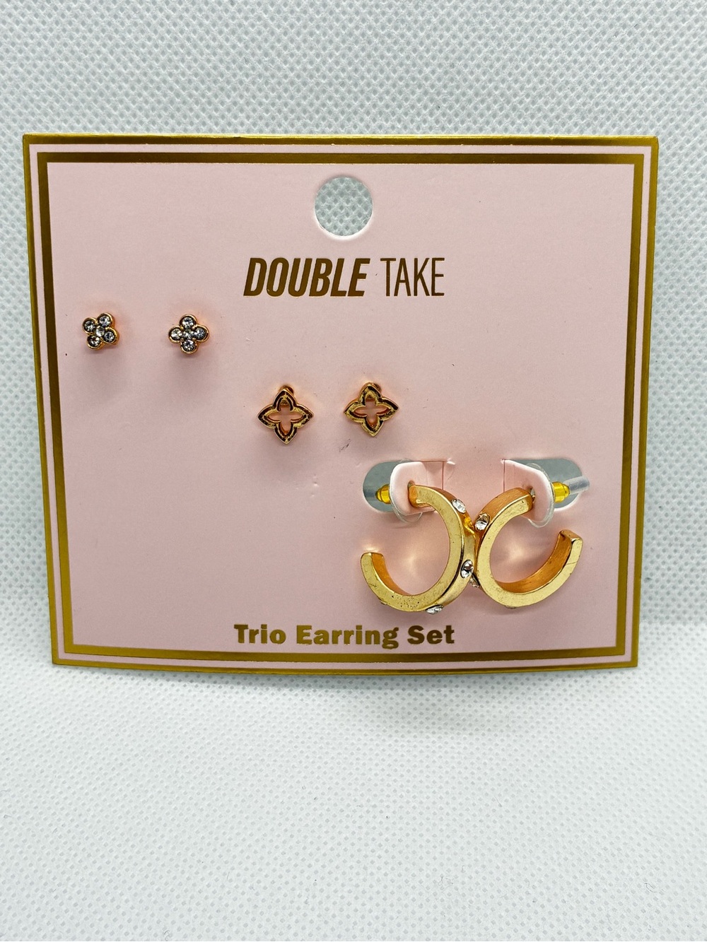 3for$20 Double Take Trio Earring Set - Gold and Black Accents